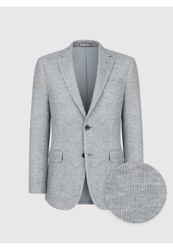 Pako Lorente - PAKO LORENTE - Szara marynarka melanż z dzianiny. Kolor: szary. Materiał: dzianina. Wzór: melanż. Sezon: jesień