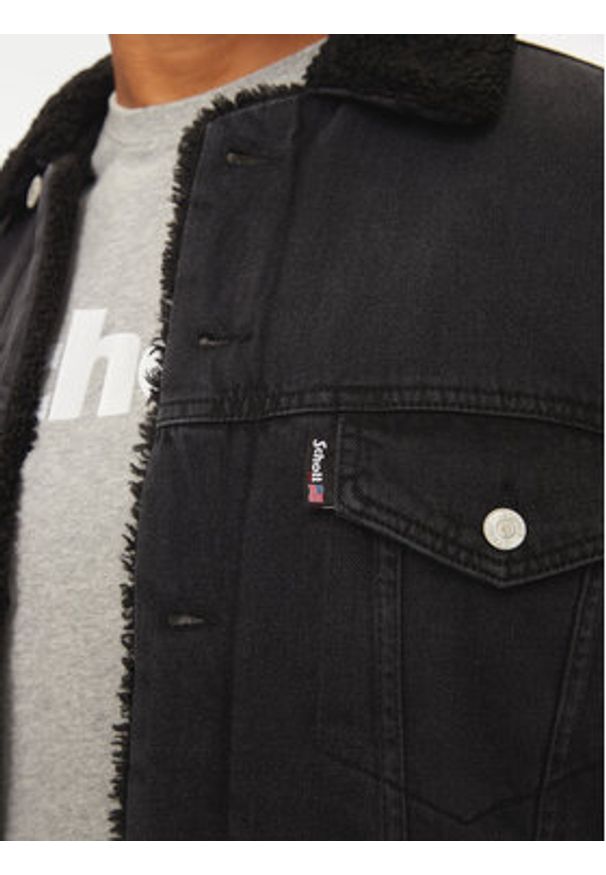 SCHOTT N.Y.C. Kurtka jeansowa TRUCKSHERPA Szary Regular Fit. Kolor: szary. Materiał: bawełna