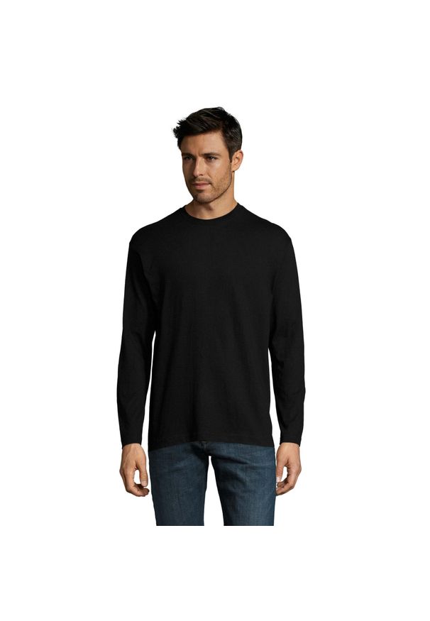 SOL'S - Męska Koszulka Z Długim Rękawem Monarch. Kolor: czarny, wielokolorowy, brązowy, zielony. Długość rękawa: długi rękaw. Długość: długie. Sport: turystyka piesza