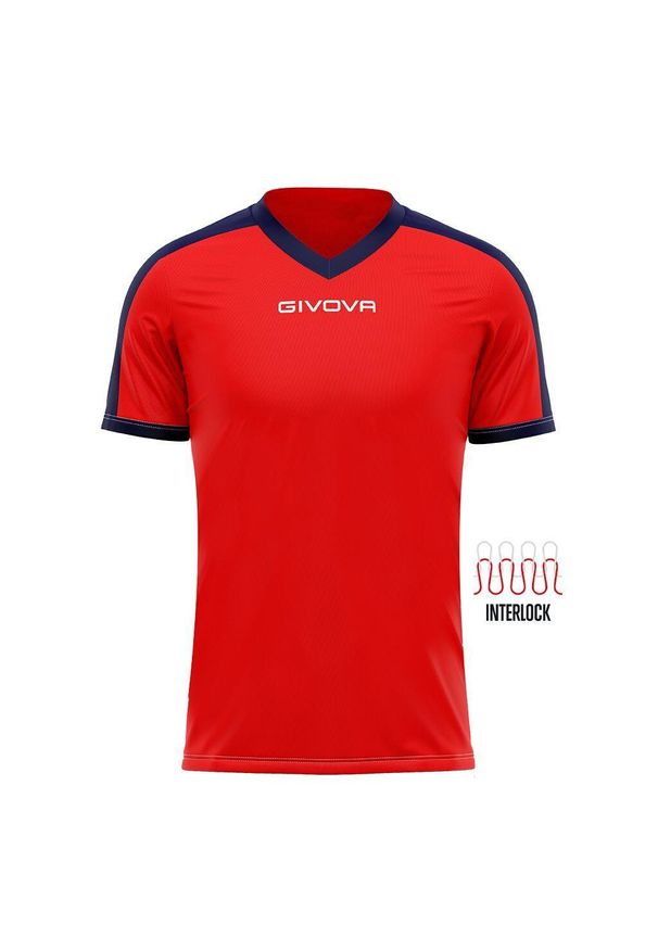 Koszulka piłkarska dla dorosłych Givova Revolution Interlock. Kolor: wielokolorowy, niebieski, czerwony. Materiał: poliester. Sport: piłka nożna