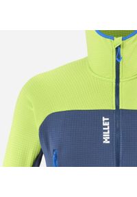 Bluza turystyczna męska Millet Fusion Grid Hoodie active fit POLARTEC Powergrid. Kolor: zielony, niebieski, wielokolorowy. Materiał: polar. Sport: turystyka piesza