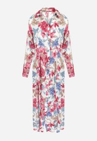 Born2be - Biała Sukienka Koszulowa z Rozcięciem w Kwiaty Vethere. Kolor: biały. Długość rękawa: długi rękaw. Wzór: kwiaty. Typ sukienki: koszulowe. Styl: elegancki. Długość: maxi #4