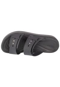 Klapki Crocs Brooklyn Low Wedge Sandal 207431-001 czarne. Kolor: czarny. Wzór: paski. Obcas: na koturnie. Wysokość obcasa: średni #4