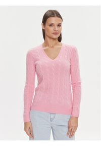 Polo Ralph Lauren Sweter 211910422015 Różowy Regular Fit. Typ kołnierza: polo. Kolor: różowy. Materiał: wełna