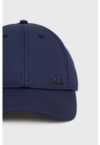 Polo Ralph Lauren czapka kolor granatowy gładka. Kolor: niebieski. Materiał: poliester. Wzór: gładki