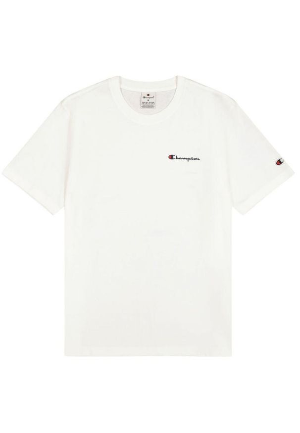 Champion - Męska Koszulka Z Krótkim Rękawem. Kolor: biały. Długość rękawa: krótki rękaw. Długość: krótkie. Sport: turystyka piesza