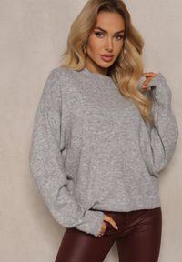 Renee - Szary Casualowy Sweter z Wełną Sassilae. Okazja: na co dzień. Kolor: szary. Materiał: wełna. Styl: casual