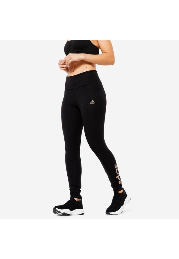Adidas - Legginsy fitness damskie ADIDAS. Kolor: czarny. Materiał: materiał, elastan, bawełna. Sport: fitness