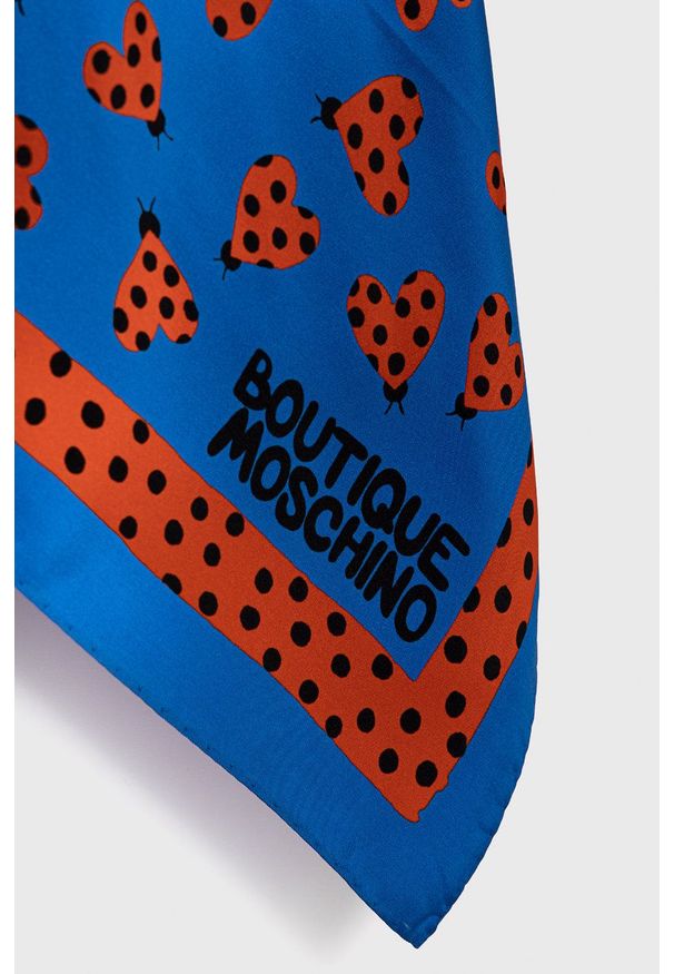 MOSCHINO - Moschino Apaszka jedwabna kolor fioletowy wzorzysta. Kolor: fioletowy. Materiał: jedwab