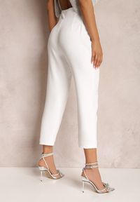 Renee - Białe Spodnie Iolona. Stan: podwyższony. Kolor: biały. Materiał: tkanina. Wzór: jednolity, aplikacja, gładki. Styl: klasyczny #5