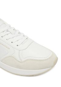 TOMMY HILFIGER - Tommy Hilfiger Sneakersy Monogram Mix Material Runner FW0FW09267 Biały. Kolor: biały. Materiał: zamsz, skóra #2