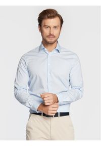 Calvin Klein Koszula K10K109509 Niebieski Slim Fit. Kolor: niebieski. Materiał: bawełna