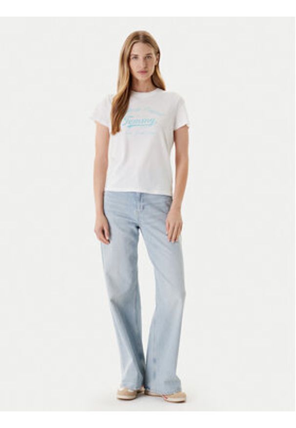 Tommy Jeans T-Shirt Essential DW0DW21404 Biały Regular Fit. Kolor: biały. Materiał: bawełna