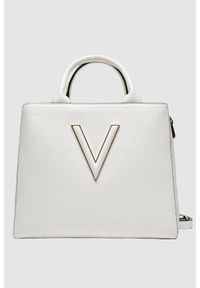 Valentino by Mario Valentino - VALENTINO Biała torebka Coney Shopping. Kolor: biały. Wzór: paski. Styl: klasyczny #1