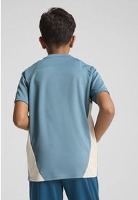 Puma - Młodzieżowa koszulka treningowa Olympique Marsylia PUMA Bold Blue Putty Beige. Kolor: beżowy, niebieski, wielokolorowy