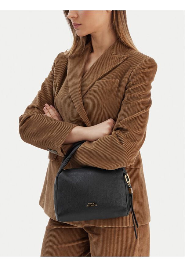 TOMMY HILFIGER - Tommy Hilfiger Torebka City Leather Mini Bag AW0AW18150 Czarny. Kolor: czarny. Materiał: skórzane