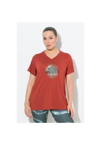 ULLA POPKEN - Damskie Bluzka funkcyjna antybakteryjny materiał dekolt w serek rękaw 1/2. Typ kołnierza: dekolt w serek. Kolekcja: plus size. Kolor: czerwony. Materiał: poliester, materiał, wiskoza #1