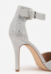 Born2be - Srebrne Szpilki Vices Ozdobione Błyszczącymi Cyrkoniami ze Skórzaną Wkładką Vortida. Kolor: srebrny. Materiał: skóra. Wzór: aplikacja. Obcas: na szpilce. Styl: glamour, elegancki #2