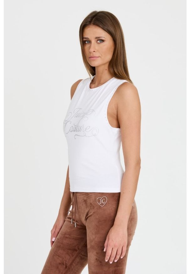 Juicy Couture - JUICY COUTURE Biały damski top Juicy Script Tank, Rozmiar M. Kolor: biały