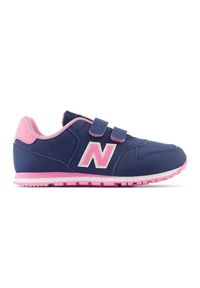 Buty New Balance Jr PV500NP1 niebieskie. Okazja: na uczelnię. Zapięcie: rzepy. Kolor: niebieski. Materiał: skóra, syntetyk, materiał. Szerokość cholewki: normalna. Sport: turystyka piesza