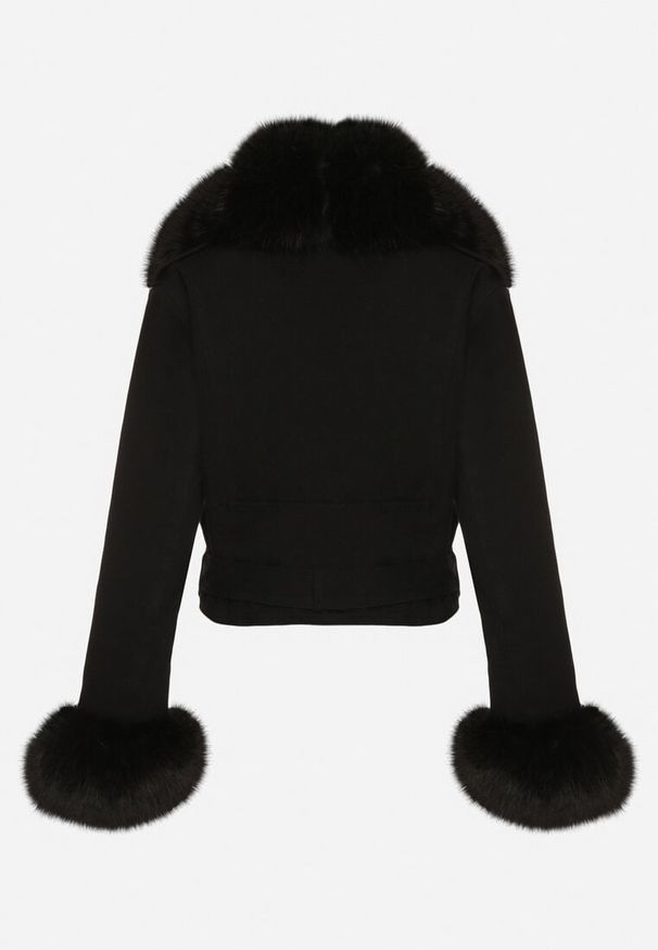 Born2be - Czarna Ocieplana Kurtka Ramoneska z Futrem przy Kołnierzu i Rękawach Mevesala. Kolor: czarny. Materiał: futro. Długość: krótkie
