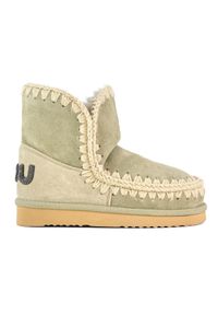 Mou - MOU ESKIMO 18 GLITTER LOGO Śniegowce damskie. Kolor: brązowy. Materiał: materiał, wełna, zamsz. Szerokość cholewki: normalna. Sezon: zima. Styl: elegancki, klasyczny, glamour #1