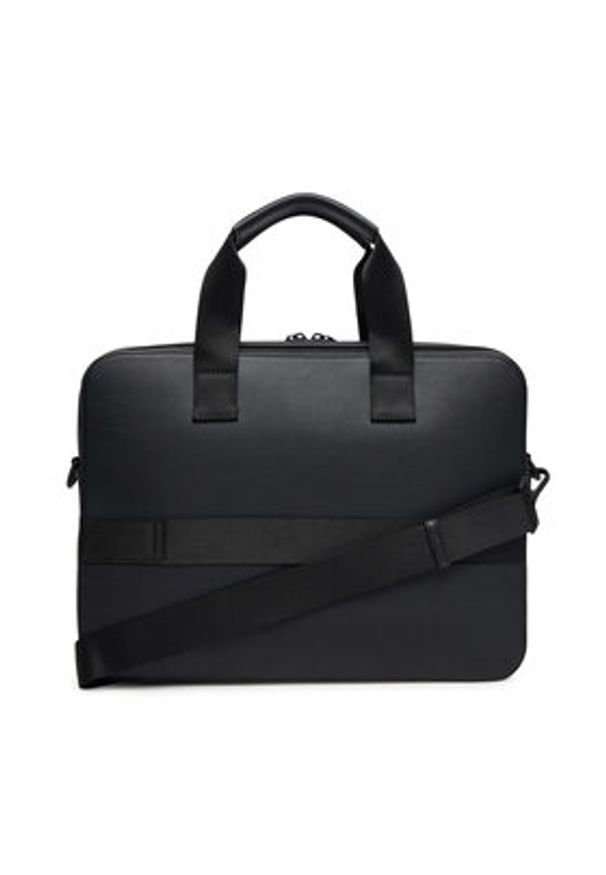 TOMMY HILFIGER - Tommy Hilfiger Torba na laptopa Th Monogram Computer Bag AM0AM13835 Czarny. Kolor: czarny. Materiał: skóra