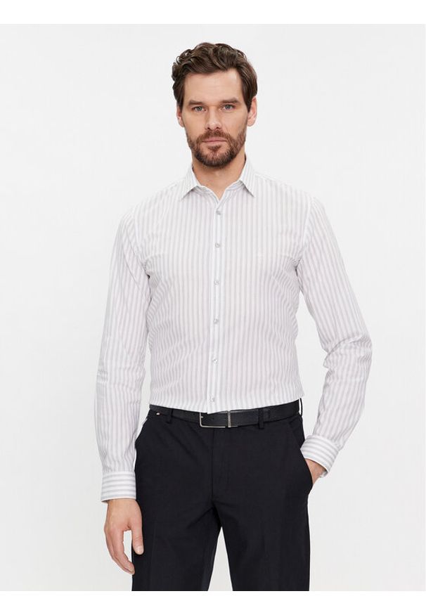 Calvin Klein Koszula K10K112090 Biały Slim Fit. Kolor: biały. Materiał: bawełna