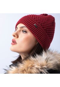 Wittchen - Damska czapka o splocie bąbelkowym bordowa. Kolor: czerwony. Materiał: akryl. Wzór: ze splotem. Sezon: zima. Styl: klasyczny #2