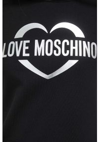 Love Moschino bluza damska kolor czarny z kapturem z nadrukiem. Okazja: na co dzień. Typ kołnierza: kaptur. Kolor: czarny. Wzór: nadruk. Styl: casual #5