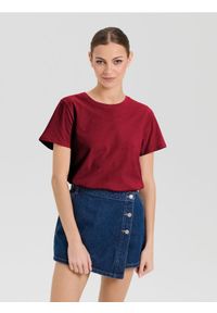 Sinsay - Bawełniana koszulka basic - brązowy. Kolor: brązowy. Materiał: bawełna