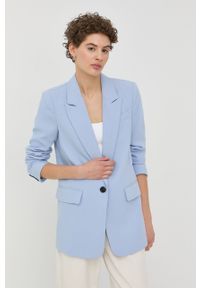 Bruuns Bazaar marynarka kolor niebieski jednorzędowa gładka. Okazja: na co dzień. Kolor: niebieski. Materiał: włókno, wiskoza, materiał. Wzór: gładki. Styl: casual, klasyczny #4