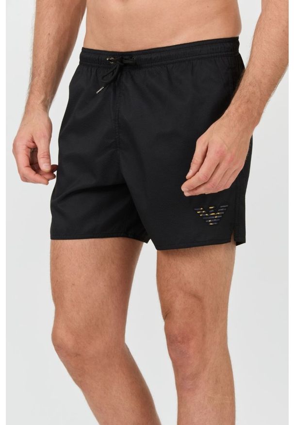 Emporio Armani - EMPORIO ARMANI Czarne męskie kąpielówki, Rozmiar 50. Kolor: czarny