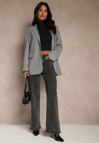 Renee - Szare Jeansy Wide Leg High Waist Mevandria. Okazja: na co dzień, na randkę. Stan: podwyższony. Kolor: szary. Styl: casual