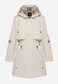 Born2be - Beżowa Kurtka Parka z Kapturem ze Wzorem w Kratę i Podpinanymi Rękawami Gavaria. Okazja: na co dzień, na spotkanie biznesowe. Typ kołnierza: kaptur. Kolor: beżowy. Materiał: jeans. Styl: biznesowy, klasyczny, casual, elegancki #7