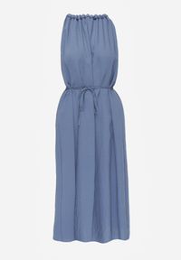 Born2be - Niebieska Wiskozowa Sukienka Bez Rękawów z Warkoczowym Splotem przy Dekolcie Shirineli. Okazja: na co dzień. Kolekcja: plus size. Kolor: niebieski. Materiał: wiskoza. Długość rękawa: bez rękawów. Wzór: ze splotem. Typ sukienki: proste, dla puszystych. Styl: boho, elegancki, klasyczny, casual #4