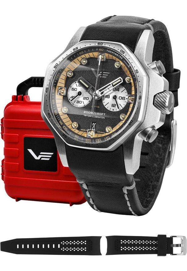 Zegarek Vostok Europe Zegarek męski VK64-640A698 czarny. Kolor: czarny