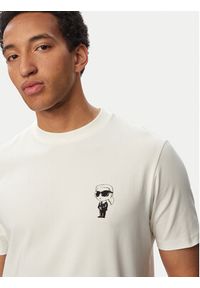 Karl Lagerfeld - KARL LAGERFELD T-Shirt 755048 563235 Biały Regular Fit. Typ kołnierza: dekolt w karo. Kolor: biały. Materiał: bawełna #4