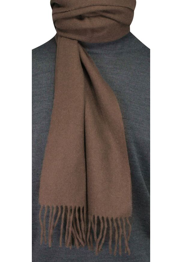 Szalik z Frędzlami, Brązowy, Wełna z Kaszmirem, Ciepły, Męski -V. Fraas. Kolor: brązowy, beżowy, wielokolorowy. Materiał: kaszmir, wełna. Sezon: zima, lato. Styl: elegancki, klasyczny