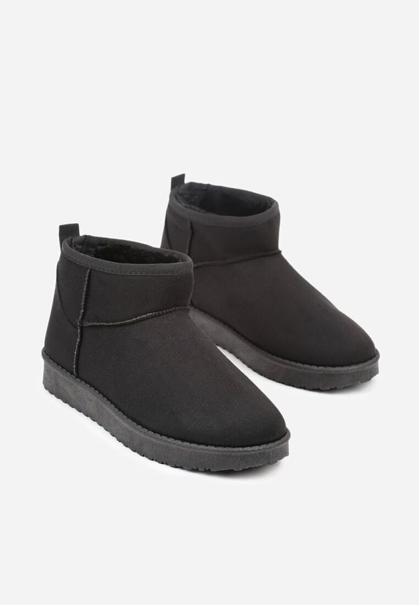 Born2be - Czarne Krótkie Śniegowce Zozaline. Okazja: na co dzień. Kolor: czarny. Materiał: jeans. Styl: casual, klasyczny, elegancki