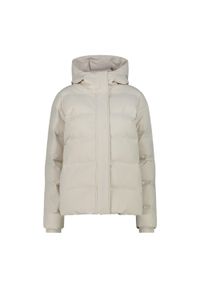 Damska kurtka z kapturem CMP. Typ kołnierza: kaptur. Kolor: beżowy. Materiał: puch. Sport: narciarstwo, turystyka piesza #1