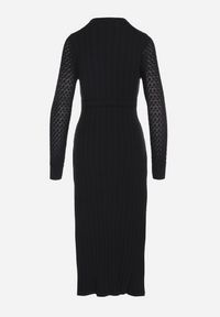 Born2be - Czarna Dopasowana Sukienka z Wiskozą i Guzikami Novelinea. Okazja: na co dzień. Kolor: czarny. Materiał: wiskoza. Styl: casual, elegancki #7