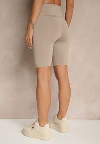 Renee - Beżowe Szorty Typu Kolarki High Waist Nalareine. Okazja: na co dzień. Stan: podwyższony. Kolor: beżowy. Styl: sportowy, casual