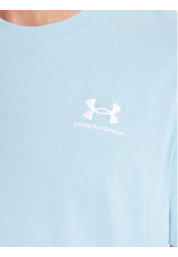 Under Armour T-Shirt Ua M Logo Emb Heavyweight Ss 1373997 Błękitny Loose Fit. Kolor: niebieski. Materiał: bawełna