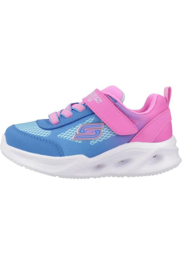 skechers - Buty do chodzenia niemowlęce Skechers Sola Glow. Kolor: wielokolorowy, niebieski. Materiał: materiał, syntetyk. Szerokość cholewki: normalna. Sport: turystyka piesza