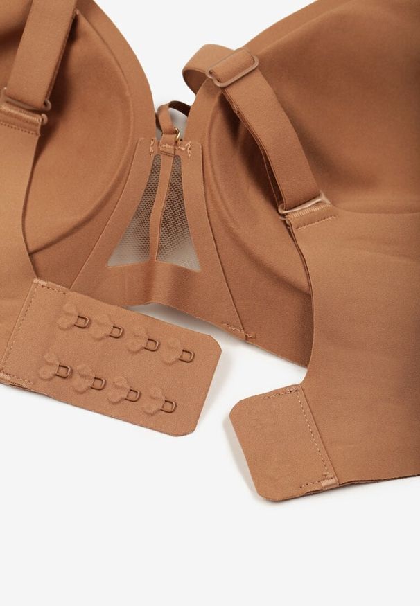 Born2be - Brązowy Biustonosz z Ozdobnymi Paskami Zetessa. Kolor: brązowy. Materiał: jeans. Wzór: paski