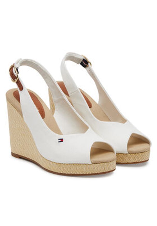 TOMMY HILFIGER - Tommy Hilfiger Espadryle Flag High Wedge Espad Slingback FW0FW08597 Biały. Kolor: biały. Materiał: materiał