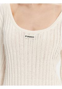 Pinko - PINKO Sukienka dzianinowa 105301 A2N7 Écru Regular Fit. Materiał: bawełna