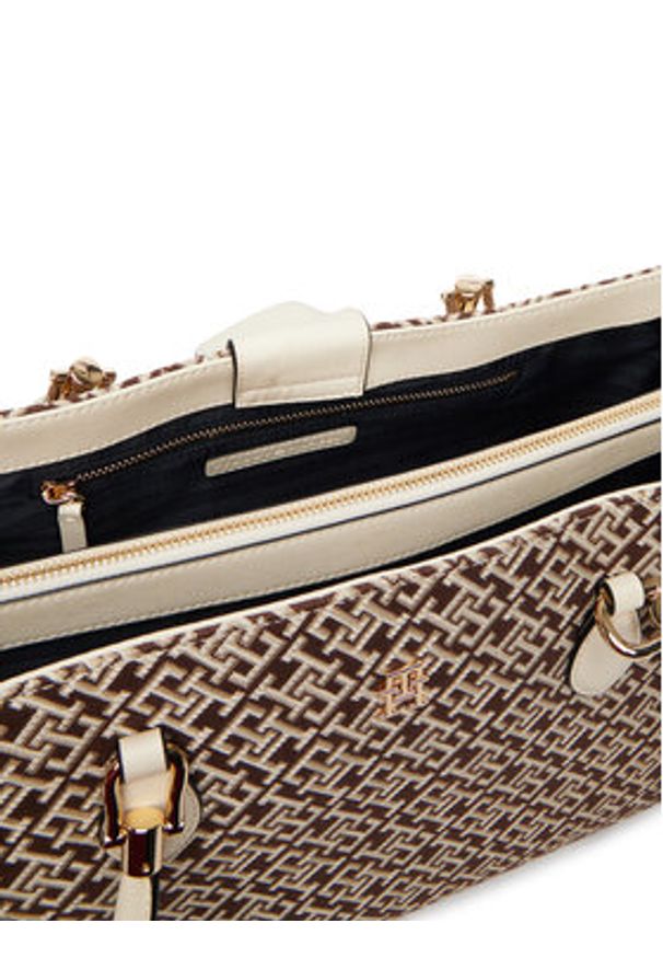 TOMMY HILFIGER - Tommy Hilfiger Torebka Th Grace Satchel Jacquard AW0AW18754 Brązowy. Kolor: brązowy