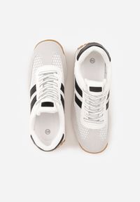 Born2be - Białe Casualowe Sneakersy z Siateczkowymi Wstawkami Kassadina. Okazja: na co dzień. Kolor: biały. Materiał: jeans #7